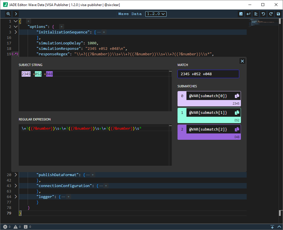JADE editor regex helper inlay